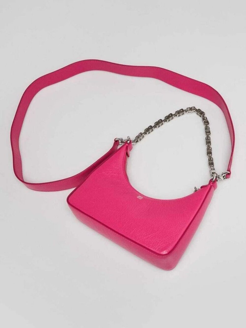 Givenchy Hot Pink Smooth Leather Mini Moon Cut Out Shoulder Bag - Picture 3 of 12